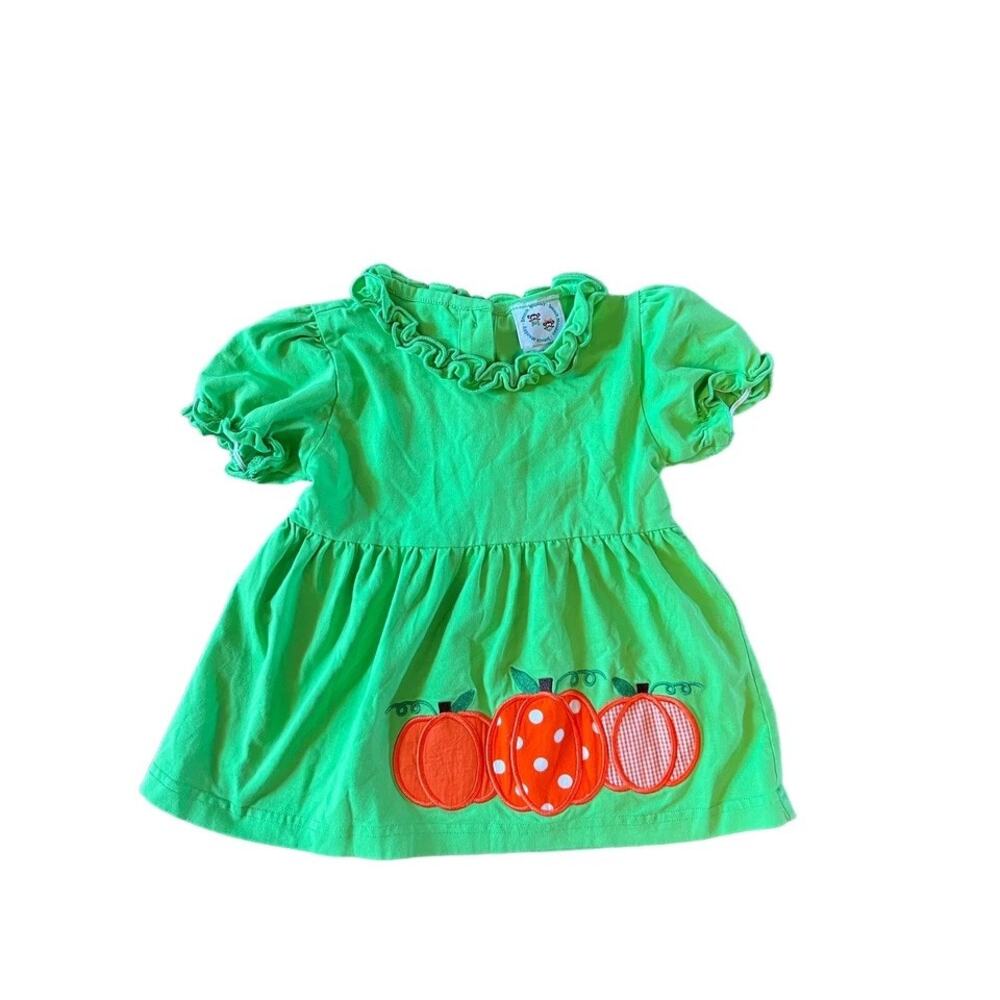 Smock Monkey Baby Girl 24 Month Green Pumpkin Shirt‎